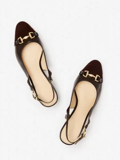 J.McLaughlin Agyness Suede u0026 Leather Slingback Heels DarkBrown New