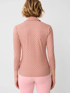 J.McLaughlin Aida 3/4 Sleeve Top in Blooms Geo Pink/Brown New