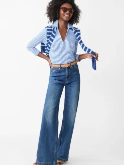 J.McLaughlin Aida 3/4 Sleeve Top in Blooms Geo DeepBlue/LightBlue Outlet