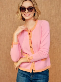 J.McLaughlin Ainsley Cashmere Cardigan Pink/Orange Clearance