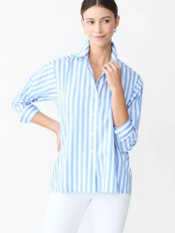 J.McLaughlin Alexis Shirt in Stripe Blue/White Fashion