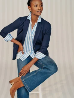 J.McLaughlin Alexis Shirt in Stripe Blue/White Fashion