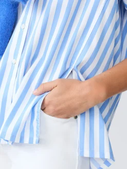 J.McLaughlin Alexis Shirt in Stripe Blue/White Fashion