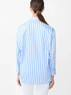 J.McLaughlin Alexis Shirt in Stripe Blue/White Fashion