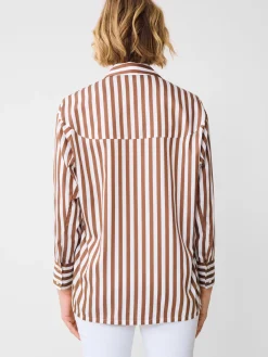 J.McLaughlin Alexis Shirt in Stripe Brown/White Outlet