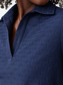 J.McLaughlin Alfie Tunic in Riptide Jacquard Navy Discount