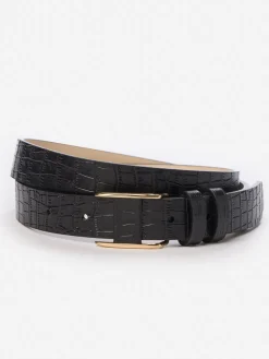 J.McLaughlin Allegra Leather Belt in Croc Black Sale