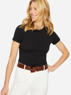 J.McLaughlin Allie Cap Sleeve Tee Black Hot