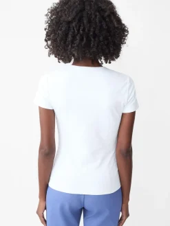 J.McLaughlin Allie Cap Sleeve Tee in Riptide Jacquard White Best