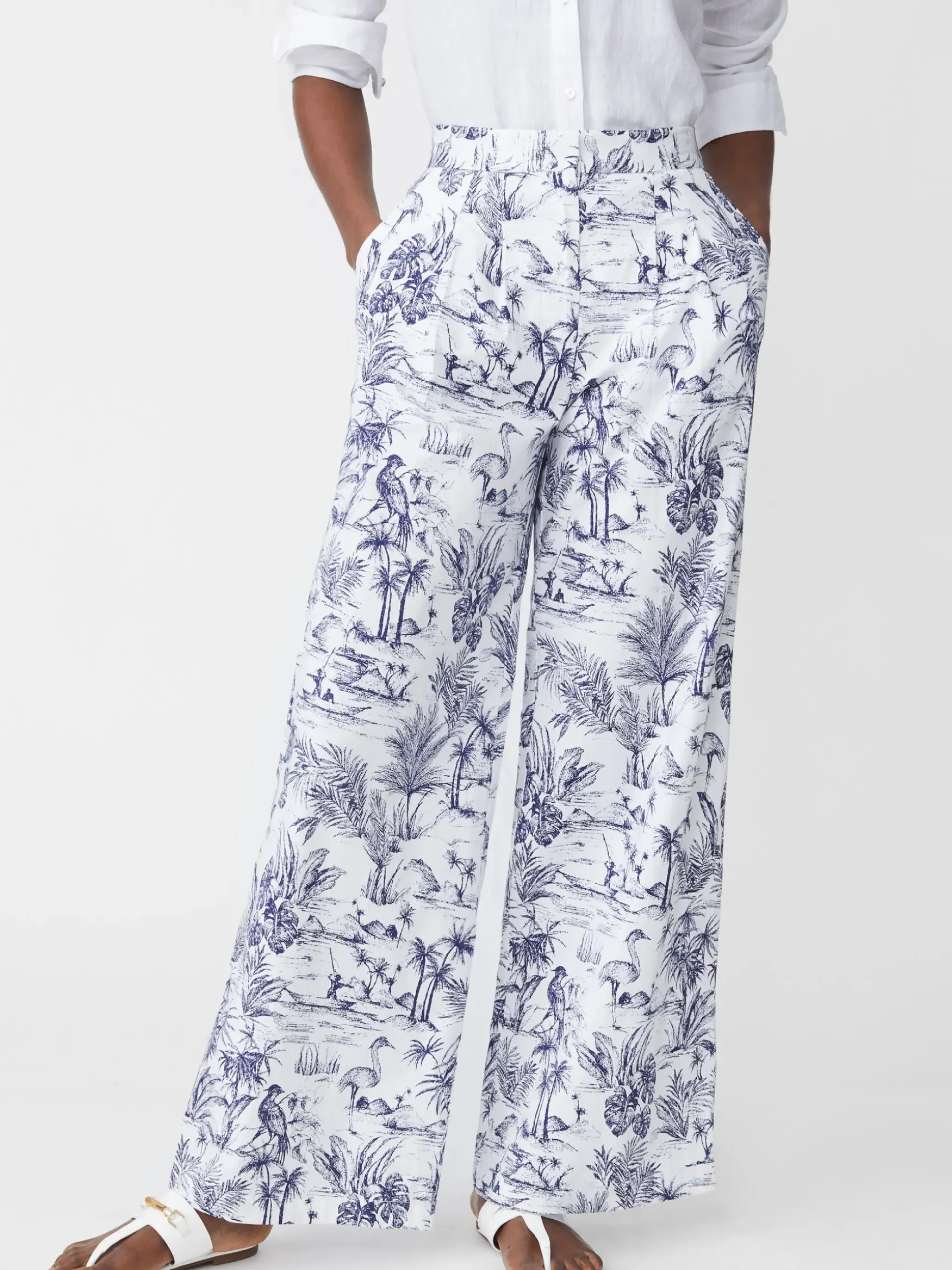 J.McLaughlin Amal Pants in Heron Toile White/Navy Best