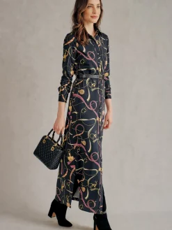 J.McLaughlin Amory Maxi Dress in Neo Sinclair Heraldic Black/Purple Fashion