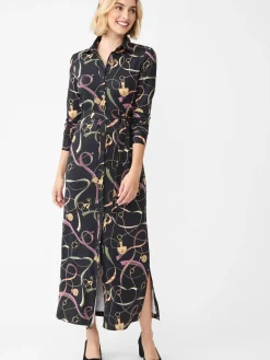 J.McLaughlin Amory Maxi Dress in Neo Sinclair Heraldic Black/Purple Fashion