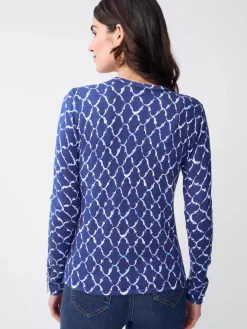 J.McLaughlin Anilee Sweater in Mega Palm Spring Navy/Chambray Best