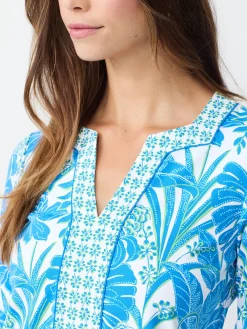 J.McLaughlin Augusta Dress in Field Bloom Posy White/Blue/Lime Discount