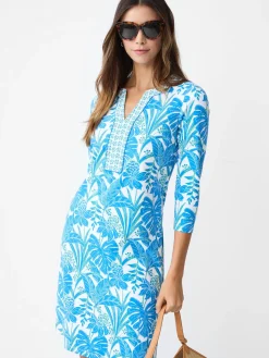 J.McLaughlin Augusta Dress in Field Bloom Posy White/Blue/Lime Discount