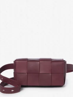 J.McLaughlin Bahia Woven Leather Belt Bag Burgundy Discount