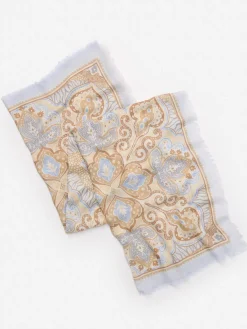 J.McLaughlin Bellini Scarf in Paisley Diamond Border Cream/Sand New