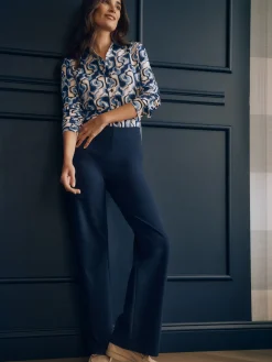 J.McLaughlin Betty Shirt in Abstract Curves Navy/Blue New