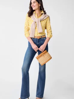 J.McLaughlin Betty Shirt in City Windows Yellow/OffWhite Clearance