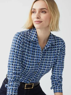 J.McLaughlin Betty Shirt in Marseilles Geo DarkBlue/Black Best