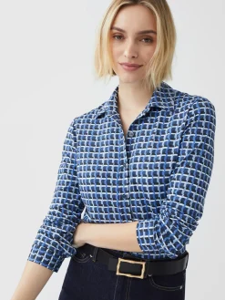 J.McLaughlin Betty Shirt in Marseilles Geo DarkBlue/Black Best