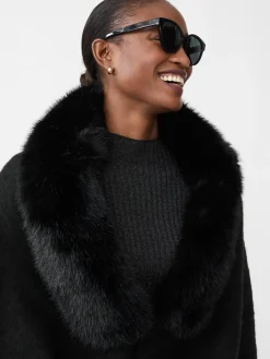J.McLaughlin Bianca Cape with Faux Fur Collar Black Online