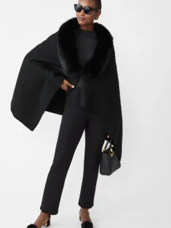 J.McLaughlin Bianca Cape with Faux Fur Collar Black Online