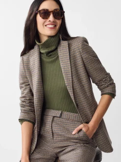 J.McLaughlin Bleecker Blazer in Houndstooth LightTan/Brown/Denim Fashion