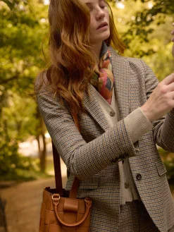 J.McLaughlin Bleecker Blazer in Houndstooth LightTan/Brown/Denim Fashion