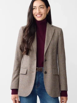 J.McLaughlin Bleecker Blazer in Houndstooth LightTan/Brown/Denim Fashion