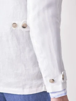 J.McLaughlin Brando Linen Safari Jacket in Herringbone OffWhite Clearance