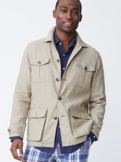J.McLaughlin Brando Linen Safari Jacket in Herringbone Khaki Online
