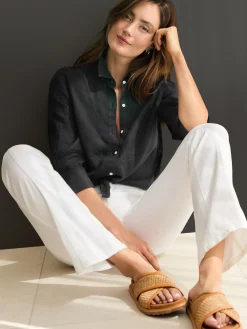 J.McLaughlin Britt Linen Shirt Black Fashion