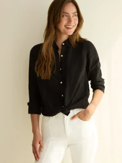 J.McLaughlin Britt Linen Shirt Black Fashion