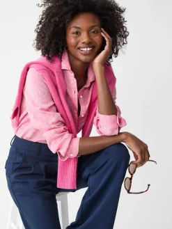 J.McLaughlin Britt Linen Shirt PersianPink Hot