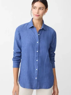 J.McLaughlin Britt Linen Shirt DarkChambray New