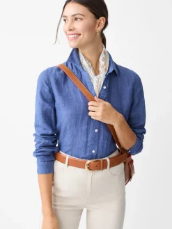 J.McLaughlin Britt Linen Shirt DarkChambray New