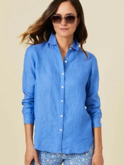 J.McLaughlin Britt Linen Shirt FrenchBlue Fashion