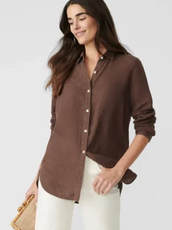 J.McLaughlin Britt Linen Shirt DarkBrown Fashion