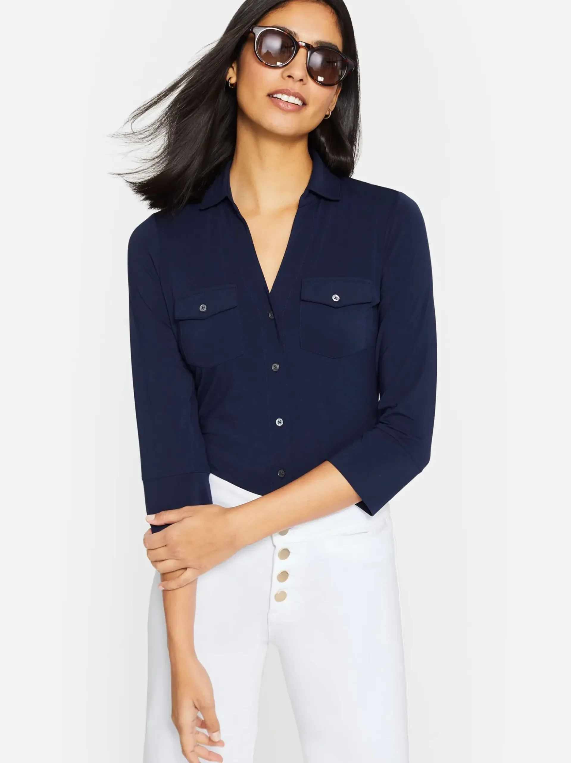 J.McLaughlin Brynn Lyford Jersey Shirt WinterNavy Hot