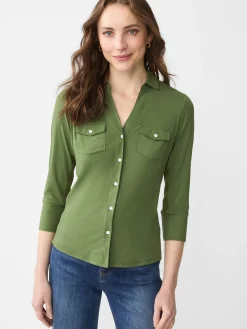 J.McLaughlin Brynn Lyford Jersey Shirt MossGreen Hot