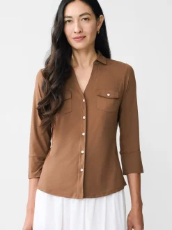 J.McLaughlin Brynn Lyford Jersey Shirt Acorn Clearance