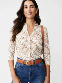 J.McLaughlin Brynn Lyford Jersey Shirt in Nine Iron OffWhite/Tan Hot