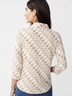J.McLaughlin Brynn Lyford Jersey Shirt in Nine Iron OffWhite/Tan Hot