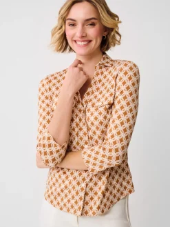 J.McLaughlin Brynn Lyford Jersey Shirt in Splendor Link Brown/Tan Best