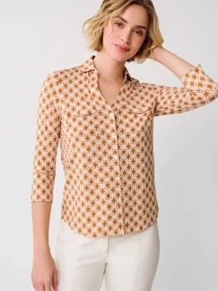 J.McLaughlin Brynn Lyford Jersey Shirt in Splendor Link Brown/Tan Best