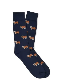 J.McLaughlin Bulldog Socks Navy/Tan/White Fashion