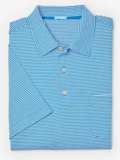 J.McLaughlin Callahan Cotton Polo in Stripe FrenchBlue/White New