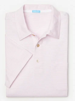 J.McLaughlin Callahan Cotton Polo in Stripe White/Pink Best