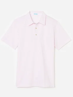 J.McLaughlin Callahan Cotton Polo in Stripe White/Pink Best